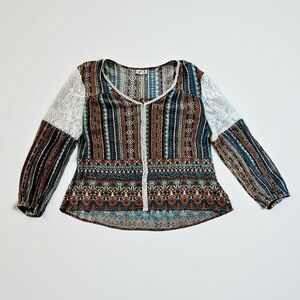 ONE WORLD Multicolor Boho Tunic Top